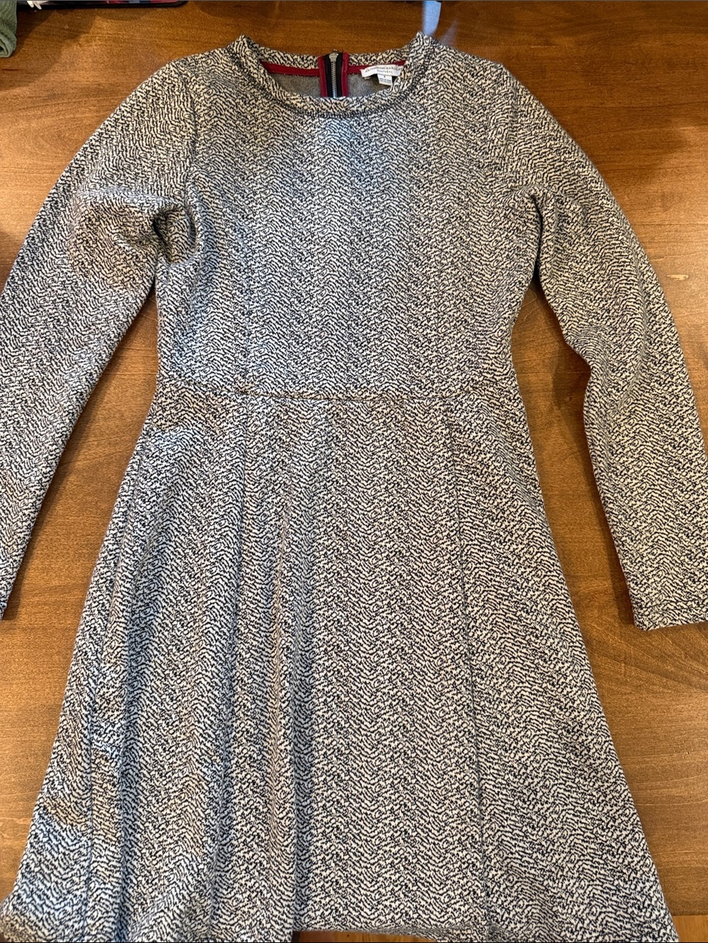 Katherine Barclay Black and White Long-Sleeve Fit & Flare Dress